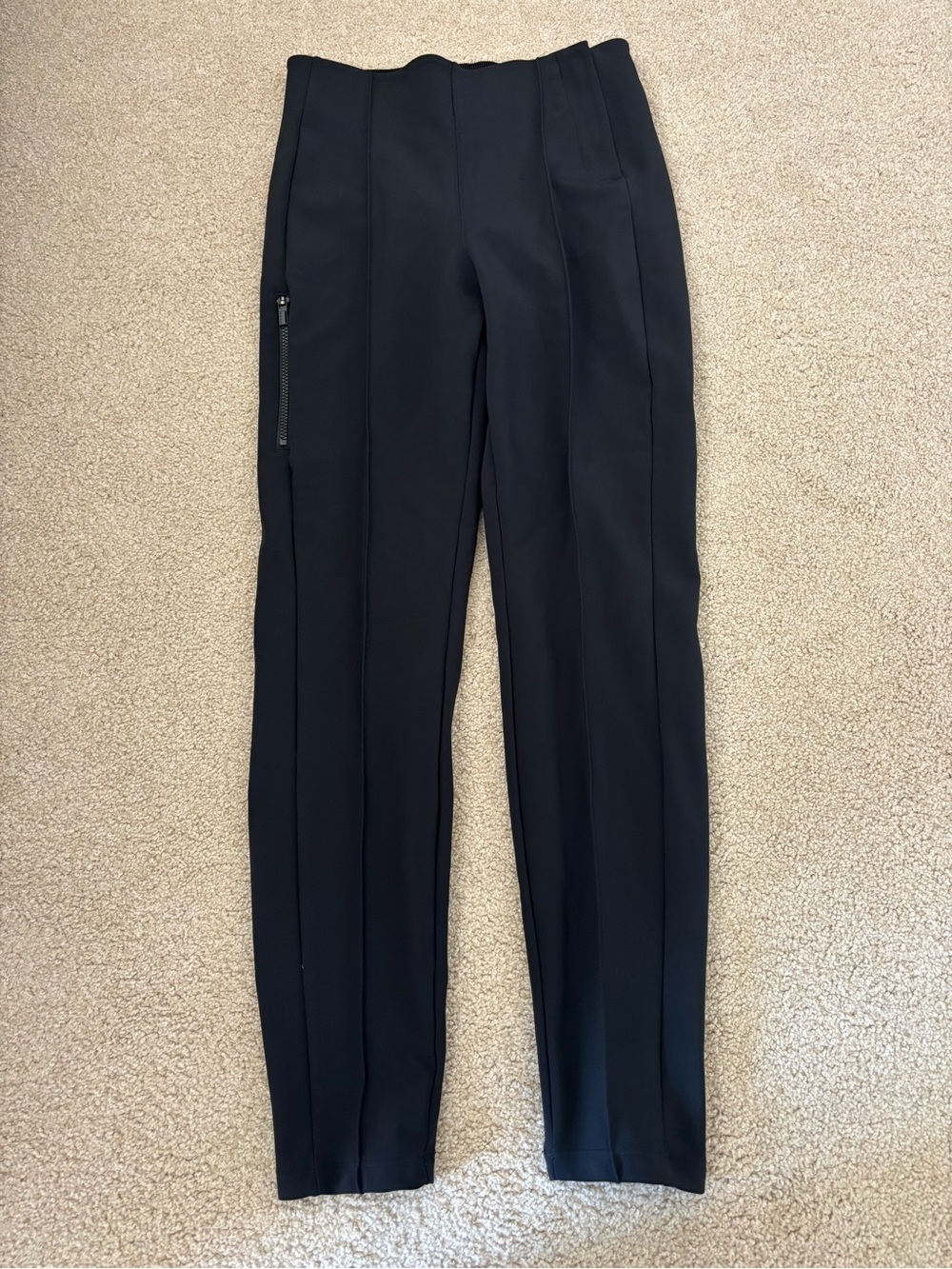 Athleta Glacier Pants Womens Black High Rise Ankle Pockets zip Pull On sz 6.